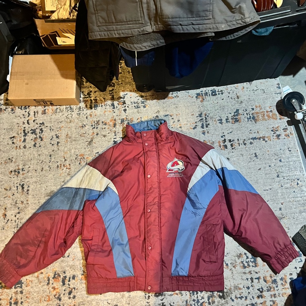 Vintage Chalkline Colorado Avalanche  Burgundy and Light Blue Puffer Jacket